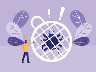 man using bug animal with sphere planet vector image