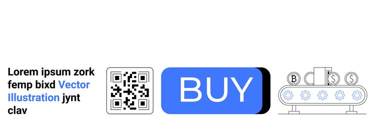 qr code with buy button and conveyor belt icons vector image