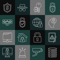 set line server data web hosting tablet vector image