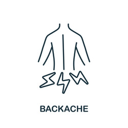 Backache line icon outline element sign from body vector