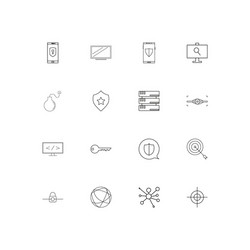 internet security linear thin icons set outlined vector image