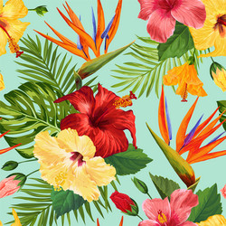 Tropical Watercolor Floral Pattern Vector Image