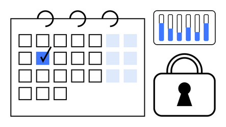 calendar with completed task bar graph vector image