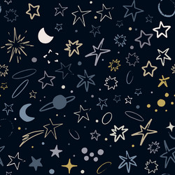 space seamless pattern with planets comets vector image