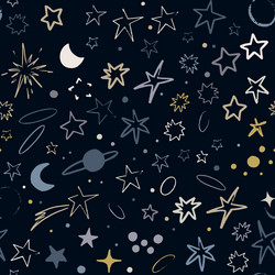 space seamless pattern with planets comets vector