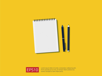 top view of empty note paper sheet with pencil vector image