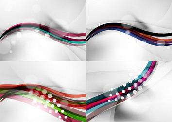 set abstract backgrounds curve wave lines vector image