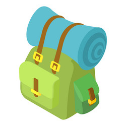 Backpack with mat icon isometric 3d style vector