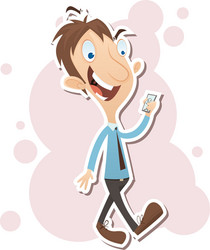 Man using phone while walking vector