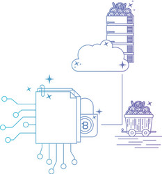 microchip with bitcoin commerce technology icon vector image