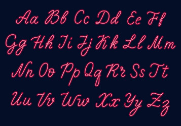 red neon script uppercase and lowercase letters vector image