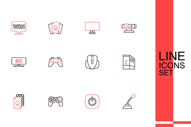 set line microphone power button game controller vector image