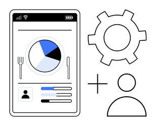 mobile nutrition tracker with pie chart user vector image