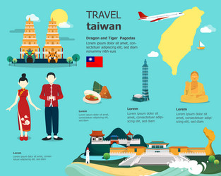 traveling to taiwan by landmarks map vector