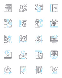 digital advertising linear icons set online vector