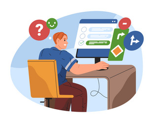 driver taking test at classroom computer vector image