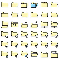 file and folder icon set filled editable outline vector image