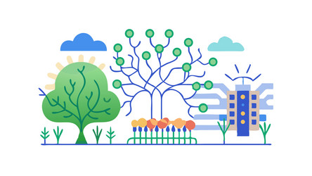 neural network tree structure icon for ai and vector image