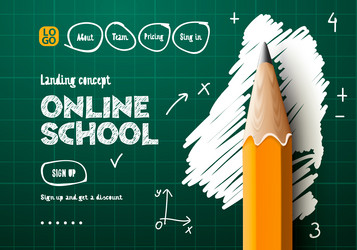 online school web banner digital internet vector