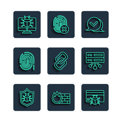 set line system bug firewall security wall vector image