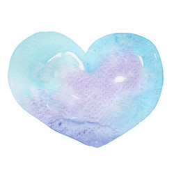 violet and blue heart shape watercolor Vector Image