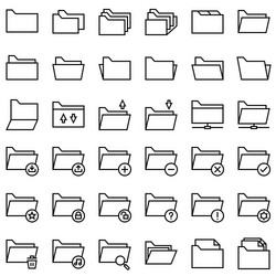 File and Folder Icons - Line Style vector image