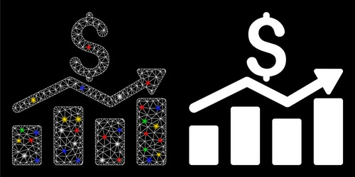 flare mesh wire frame sales chart icon with vector image