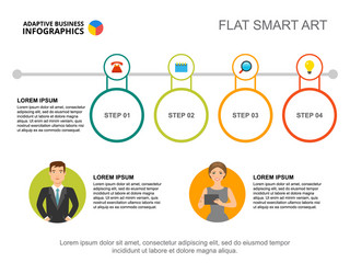 Four steps process chart template for presentation vector