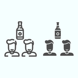 Friends beer line and solid icon two vector