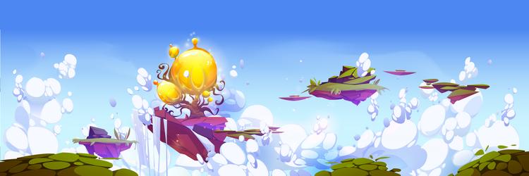 Magic Islands with Floating Tree vector image