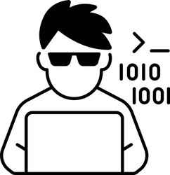 programmer computer expert black linear icon vector image