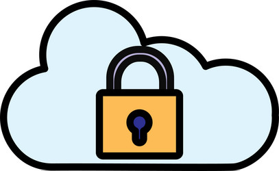 safe secure padlock with cloud computing vector