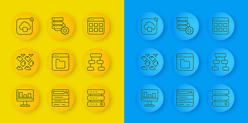 set line monitor with graph chart data stream vector image