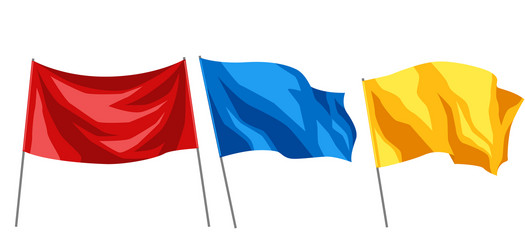 set of multicolored flags on white background vector image