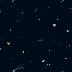 space seamless pattern with planets comets vector image