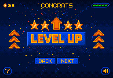 8-Bit Level Up Pixel Screen vector image