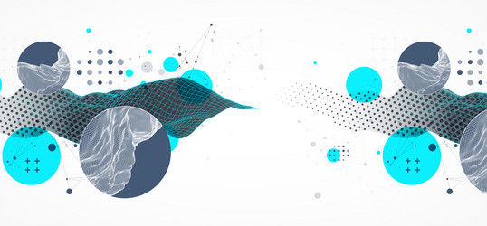 abstract wave is made in a frame style hflftone vector image