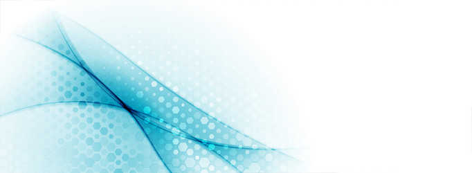 blue glossy waves with halftone hexagonal pattern vector image
