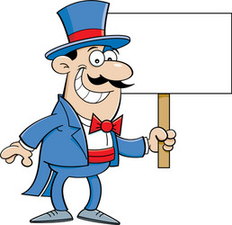 Cartoon magician holding a sign vector