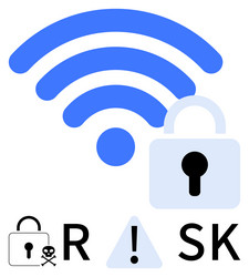 secured wireless network signal with padlock vector image
