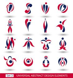 set of different abstract flat red elements vector image
