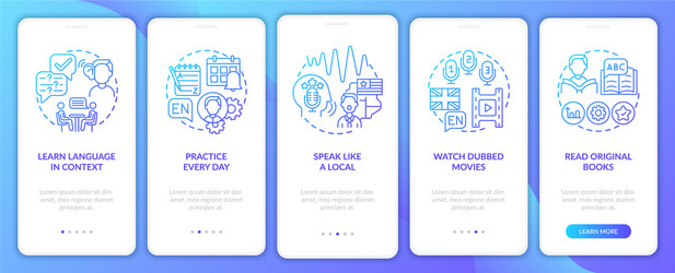 study language tips onboarding mobile app page vector image