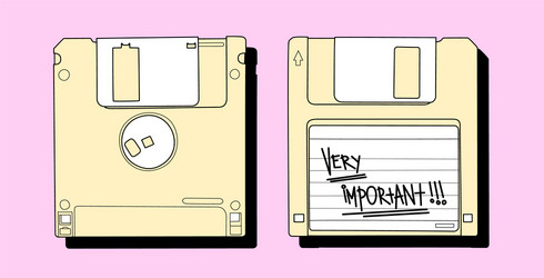 Two Floppy Disks with a Note vector image