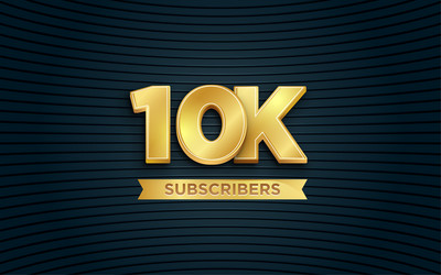 10k subscribers banner templete with 3d editable vector image