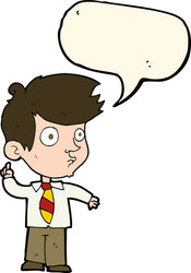 Cartoon boy asking question with speech bubble vector