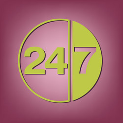 character 24 7 open hours a day and days vector