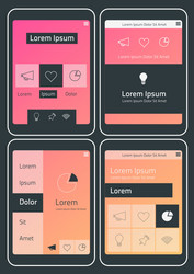 Mobile app ui chart and diagram screens mockup kit vector