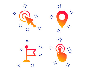 mouse cursor icon hand or flag pointer symbols vector image