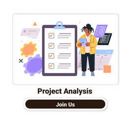 project analysis concept with checklist clipboard vector image