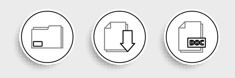 set line doc file document folder vector image
